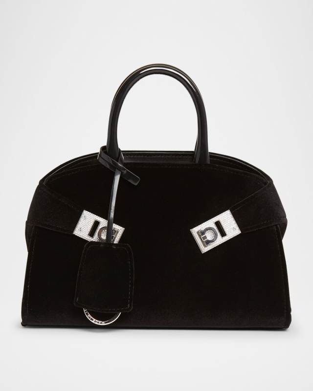 Hug Strass Velvet Top-Handle Bag